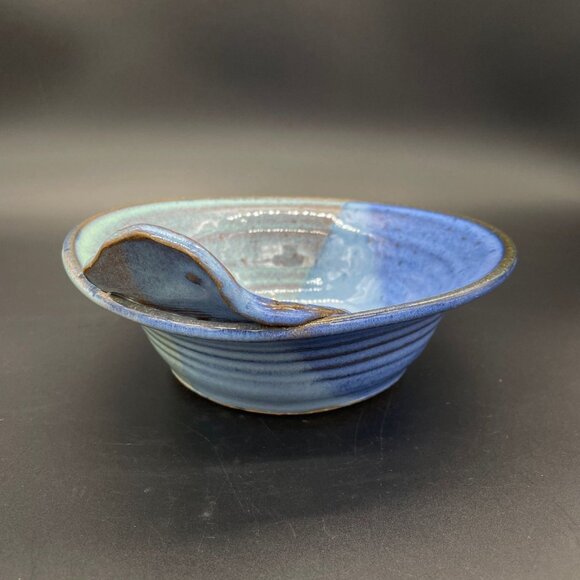 Vintage Art Pottery Manatee Bowl Jamie De Guzman Blue Green Nautical Beach Ocean - Picture 3 of 10